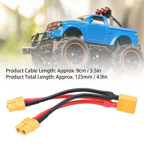 كابل متوازي AMONIDA XT60، موزع Y مزدوج التمديد 1 ذكر إلى 2 سلك سيليكون أنثى، كابل فائق النعومة مقاوم للتآكل مع مادة السيليكون، مثالي للسيارات والطائرات والسيارات RC in Kuwait