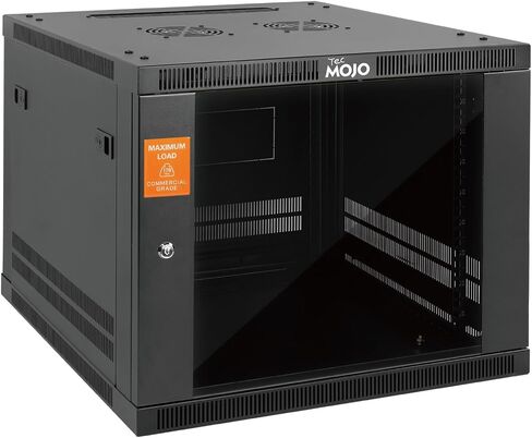 Tecmojo 15U Wall Mount Rack,15U Rack 23.6 Inch Depth,Hold Up to 176 Lbs,Enclosed Wall Mount Rack with 2 Colling Fans,for 19 Inch Network,Server and AV Gear,Glass Door(Elite Collection) in Kuwait