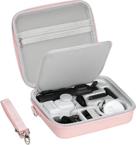 AMAZEAR Carry Case for Insta360 Go Ultra Accessories, Insta 360 Go-Ultra Portable Travel Bag with Shoulder Strap Hard Case for Protection, Organization, and Storage, Water-Resistance, Pink in Saudi Arabia