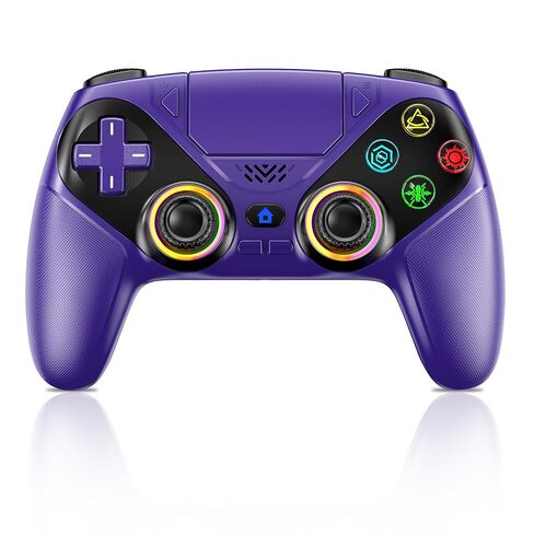 LENISUOLE Wireless Controller for PS5/PlayStation 5 & PC - Purple, Bluetooth Gamepad with Turbo, 6-Axis Motion Sensor, Programmable Buttons, RGB Lighting, 3.5mm Audio Jack, 1000mAh Battery in Saudi Arabia