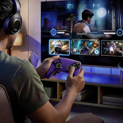 LENISUOLE Wireless Controller for PS5/PlayStation 5 & PC - Purple, Bluetooth Gamepad with Turbo, 6-Axis Motion Sensor, Programmable Buttons, RGB Lighting, 3.5mm Audio Jack, 1000mAh Battery in Saudi Arabia