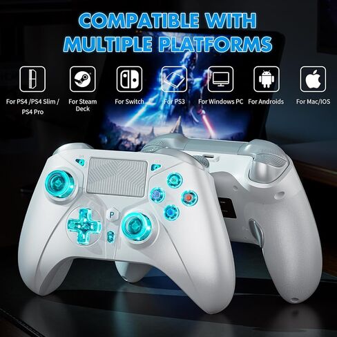 Wireless for PS5 Controller, Compatible with PS5/PS4/PC/iOS/Switch, 1000mAh Battery, Adjustable Turbo, Dual Shock Vibration, 6-Axis Motion Sensor, 3.5mm Headphone Jack for PlayStation 5 Controller in Saudi Arabia