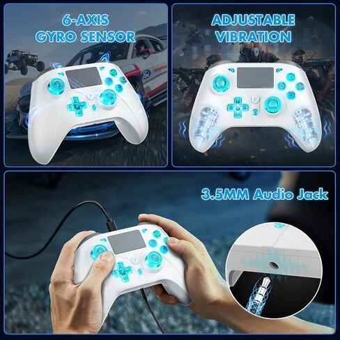 Wireless for PS5 Controller, Compatible with PS5/PS4/PC/iOS/Switch, 1000mAh Battery, Adjustable Turbo, Dual Shock Vibration, 6-Axis Motion Sensor, 3.5mm Headphone Jack for PlayStation 5 Controller in Saudi Arabia