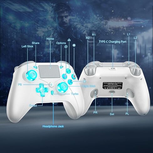 Wireless for PS5 Controller, Compatible with PS5/PS4/PC/iOS/Switch, 1000mAh Battery, Adjustable Turbo, Dual Shock Vibration, 6-Axis Motion Sensor, 3.5mm Headphone Jack for PlayStation 5 Controller in Saudi Arabia