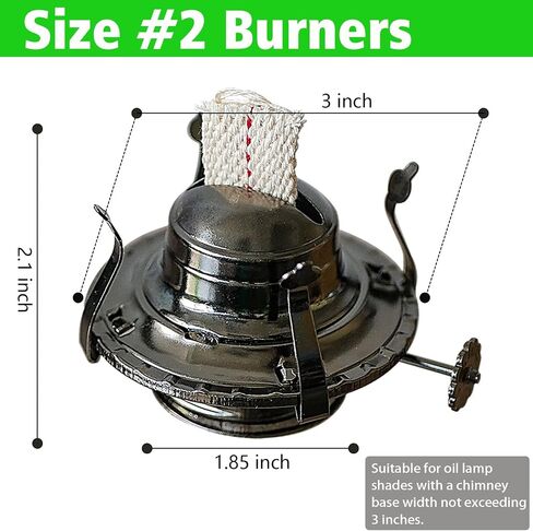 2 Pcs Oil Lamp Burner #2 Size with Cotton Wick Replacement Parts for Kerosene or Vintage Lamps Fits Holds a 3 Inch Base Chimney Grayish Black Plated in Saudi Arabia