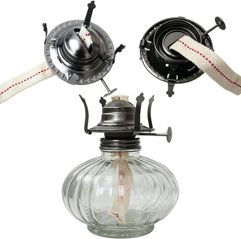 2 Pcs Oil Lamp Burner #2 Size with Cotton Wick Replacement Parts for Kerosene or Vintage Lamps Fits Holds a 3 Inch Base Chimney Grayish Black Plated in Saudi Arabia