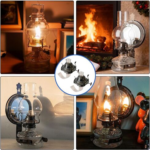 2 Pcs Oil Lamp Burner #2 Size with Cotton Wick Replacement Parts for Kerosene or Vintage Lamps Fits Holds a 3 Inch Base Chimney Grayish Black Plated in Saudi Arabia