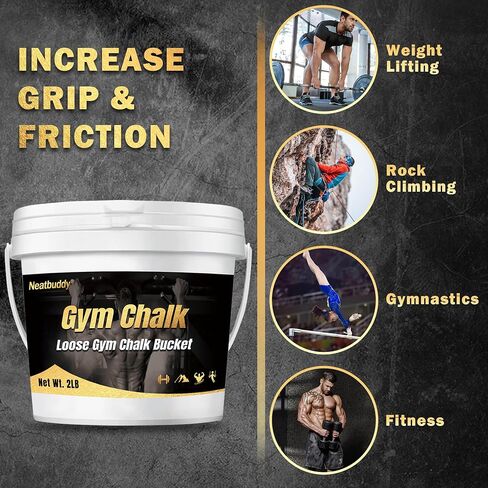 2LB Loose Gym Chalk Bucket, Lifting Chalk, Premium Chalk Powder with Chalk Bag & Spoon for Weightlifting, Gymnastics & Climbing in Saudi Arabia