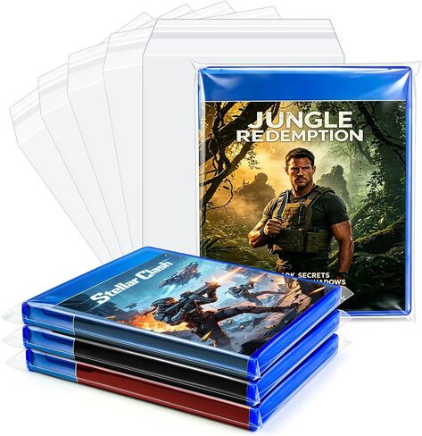 Blu Ray Video Sleeves, Video Game Protect Sleeves for PS4/PS5 DVD and Blu Ray Case Storage Bags, Media Protector Bags - 50 Pack in Saudi Arabia