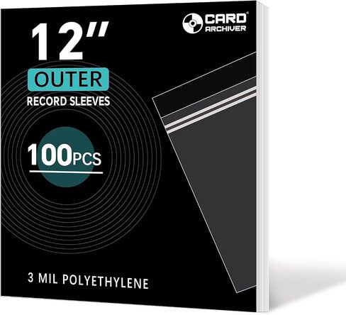 12" Vinyl Record Outer Sleeves, 3 Mil Polyethylene, 100 Pack | Adhesive flap closure, acid-free & archival-safe, fits gatefold LPs, for storage & display in Saudi Arabia