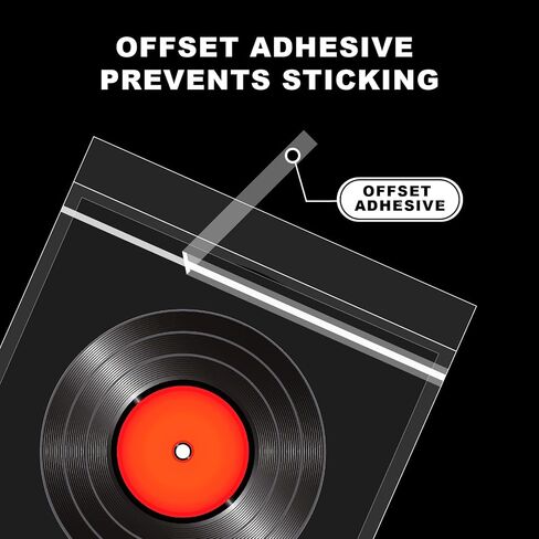12" Vinyl Record Outer Sleeves, 3 Mil Polyethylene, 100 Pack | Adhesive flap closure, acid-free & archival-safe, fits gatefold LPs, for storage & display in Saudi Arabia