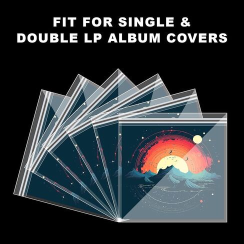 12" Vinyl Record Outer Sleeves, 3 Mil Polyethylene, 100 Pack | Adhesive flap closure, acid-free & archival-safe, fits gatefold LPs, for storage & display in Saudi Arabia