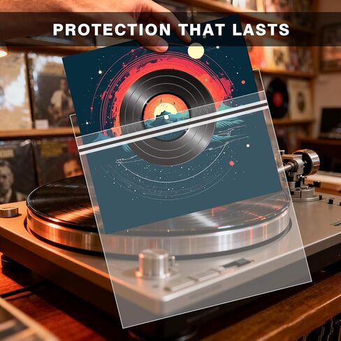 12" Vinyl Record Outer Sleeves, 3 Mil Polyethylene, 100 Pack | Adhesive flap closure, acid-free & archival-safe, fits gatefold LPs, for storage & display in Saudi Arabia