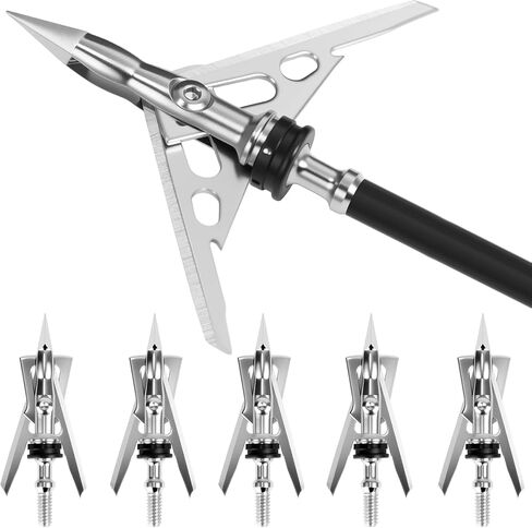 6-Pack 100 Grain Broadheads for Compound Bows - Precision Archery Broadheads for Hunting, Crossbow Broadheads with Razor-Sharp Blades，Durable and Accurate Hunting Broadheads in Saudi Arabia
