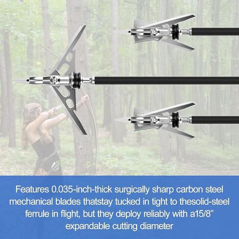 6-Pack 100 Grain Broadheads for Compound Bows - Precision Archery Broadheads for Hunting, Crossbow Broadheads with Razor-Sharp Blades，Durable and Accurate Hunting Broadheads in Saudi Arabia