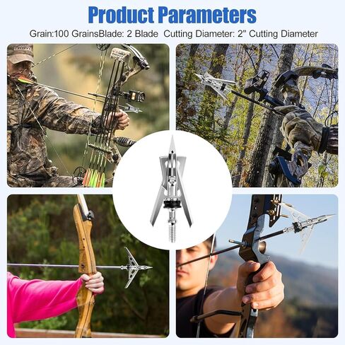 6-Pack 100 Grain Broadheads for Compound Bows - Precision Archery Broadheads for Hunting, Crossbow Broadheads with Razor-Sharp Blades，Durable and Accurate Hunting Broadheads in Saudi Arabia