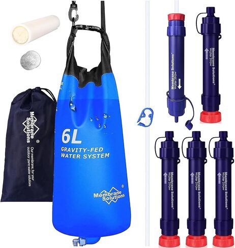 Membrane Solutions Pro 6L Gravity Water Filter with 4 Extra S2 Water Filter Straws and Extra Replacement Filter Cartridge in Saudi Arabia