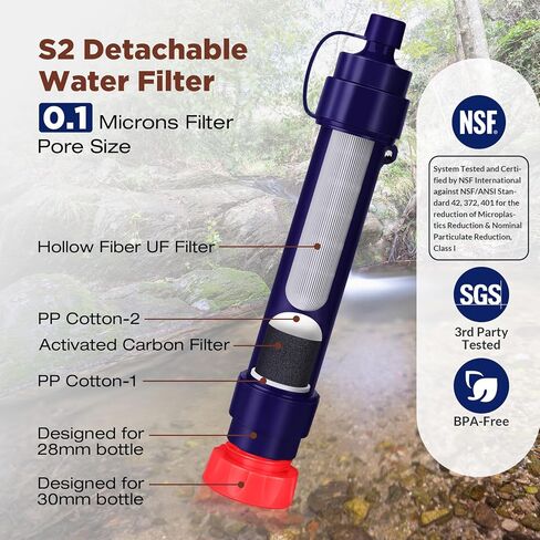 Membrane Solutions Pro 6L Gravity Water Filter with 4 Extra S2 Water Filter Straws and Extra Replacement Filter Cartridge in Saudi Arabia