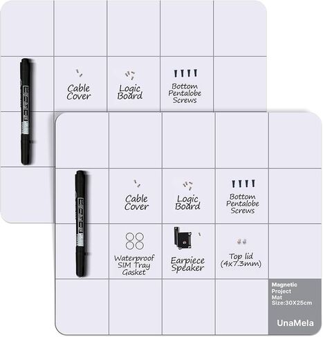 Magnetic Mat Magnetic Project Mat with Waterproof Surface & Dry Erase Pen | Screw and Small Part Sorting, Write-and-Wipe Tracking, Flexible PVC, Phone, Laptop and PC Repairs, Large Size 11.8 x 9.8 inch in Kuwait
