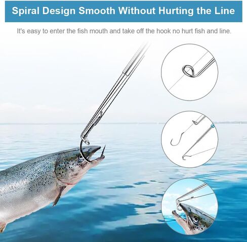 4 Pack Fishing Hook Remover, Portable Deep Throat Unhooking Tool | Stainless Steel, Adjustable Rotating Hook Extractor Dehooker with Storage Tube, for Freshwater Saltwater Fishing in Saudi Arabia