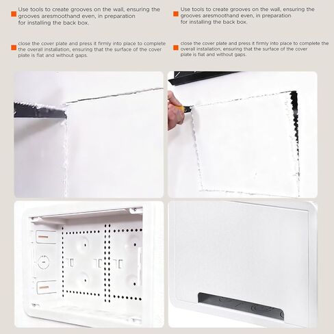 9" Recessed in-Wall Media Box with Outlet - Cable Management Enclosure for TV, WiFi Router & Network Devices - Flush Mount Wall Box for Samsung One Connect, Streaming Players (White) in Saudi Arabia