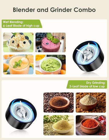 Smoothie Blender, 1100W Personal Blender for Shakes and Smoothies, Blenders and Grinder Combo for Kitchen with 2 * 22 Oz To-Go Cup and Lid for Protein Shake, Baby Food, Frozen Drink in Saudi Arabia