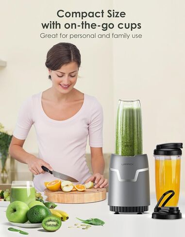 Smoothie Blender, 1100W Personal Blender for Shakes and Smoothies, Blenders and Grinder Combo for Kitchen with 2 * 22 Oz To-Go Cup and Lid for Protein Shake, Baby Food, Frozen Drink in Saudi Arabia