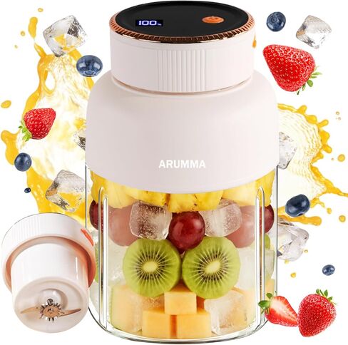 Portable Smoothie Blender for Smoothies & Shakes with Screen USB Changing Powerful Blades Blending 47oz 1350ML Cordless Portable Juice Cup Blender for Small Ice Fruit Crush Kitchen Gym Outdoor in Saudi Arabia