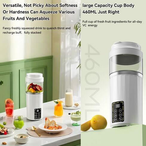 Portable Blender, Small Smoothie & Shake Maker with 12 Blades, 4 4-speed adjustable function and LED Display, USB C Rechargeable Juice Mixer with Extra Lid for Travel, Gym, Home, 15.5oz in Saudi Arabia