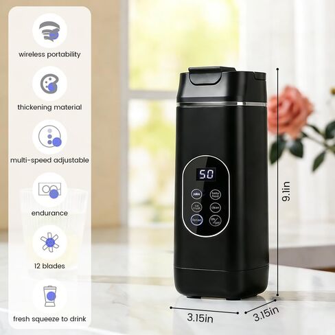 Portable Personal Blender, USB Rechargeable with 12 Stainless Steel Blades, Mini Blender for Smoothies, Travel, Gym, and Outdoor Adventures in Saudi Arabia