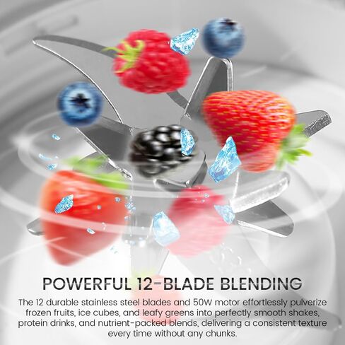 Portable Personal Blender, USB Rechargeable with 12 Stainless Steel Blades, Mini Blender for Smoothies, Travel, Gym, and Outdoor Adventures in Saudi Arabia