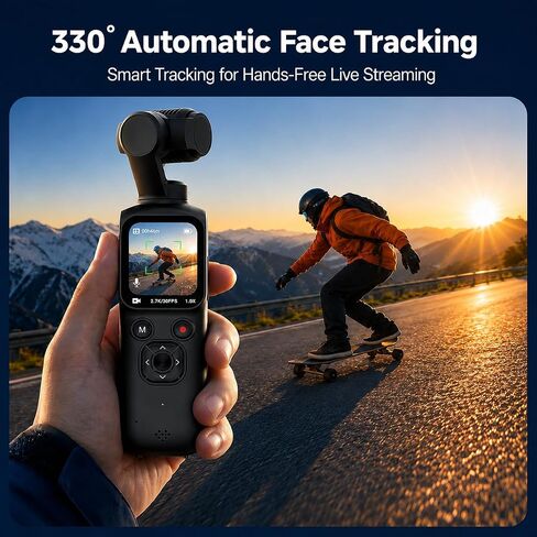 4K Vlogging Camera,75MP Pocket Digital Camera with 330° Rotating Lens | YouTube Camera WiFi,1.72" Touch Screen,Face Tracking,16GB TF Card & Tripod,Handheld Camera for Daily Recording in Saudi Arabia