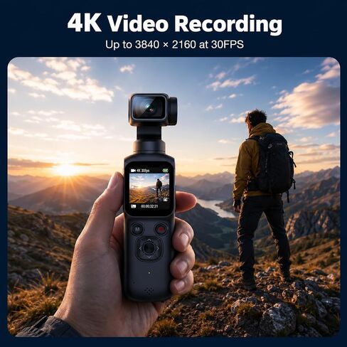 4K Vlogging Camera,75MP Pocket Digital Camera with 330° Rotating Lens | YouTube Camera WiFi,1.72" Touch Screen,Face Tracking,16GB TF Card & Tripod,Handheld Camera for Daily Recording in Saudi Arabia