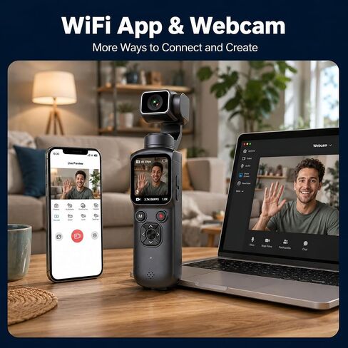 4K Vlogging Camera,75MP Pocket Digital Camera with 330° Rotating Lens | YouTube Camera WiFi,1.72" Touch Screen,Face Tracking,16GB TF Card & Tripod,Handheld Camera for Daily Recording in Saudi Arabia