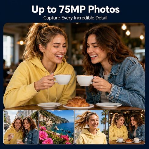 4K Vlogging Camera,75MP Pocket Digital Camera with 330° Rotating Lens | YouTube Camera WiFi,1.72" Touch Screen,Face Tracking,16GB TF Card & Tripod,Handheld Camera for Daily Recording in Saudi Arabia
