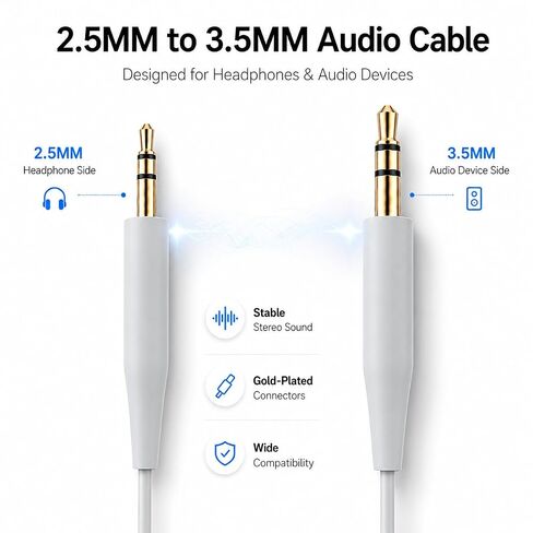 2.5mm to 3.5mm Audio Cable Replacement,Aux Cord Wire for Bose NC700 QC45 QC35II QC35 QC25 QC Ultra OE2 Soundlink SoundTrue Headphones in-line Mic Volume-Adjust (Grey) in Saudi Arabia