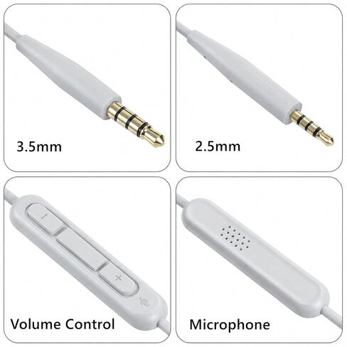 2.5mm to 3.5mm Audio Cable Replacement,Aux Cord Wire for Bose NC700 QC45 QC35II QC35 QC25 QC Ultra OE2 Soundlink SoundTrue Headphones in-line Mic Volume-Adjust (Grey) in Saudi Arabia