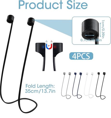 4 Pack Ultra Strong Magnetic Anti-Lost Straps for AirPods, Silicone Neck Straps Compatible with AirPods 1 2 3 4 & for AirPods Pro 1 2 3, Secure Sports Lanyard, Lightweight Flexible Design in Saudi Arabia