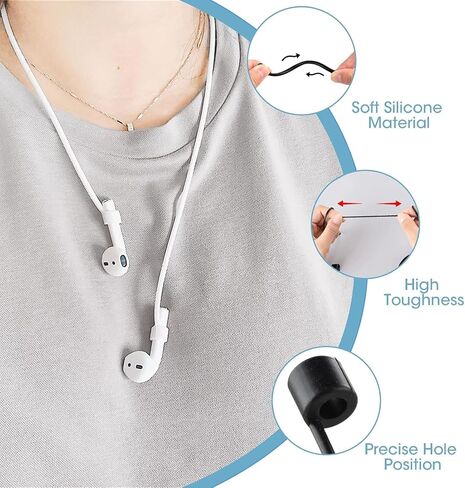 4 Pack Ultra Strong Magnetic Anti-Lost Straps for AirPods, Silicone Neck Straps Compatible with AirPods 1 2 3 4 & for AirPods Pro 1 2 3, Secure Sports Lanyard, Lightweight Flexible Design in Saudi Arabia