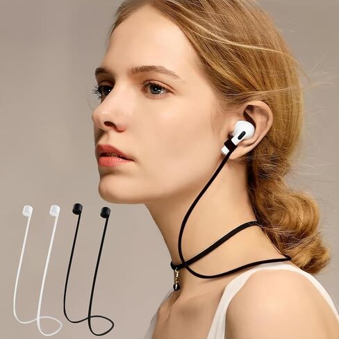 4 Pack Ultra Strong Magnetic Anti-Lost Straps for AirPods, Silicone Neck Straps Compatible with AirPods 1 2 3 4 & for AirPods Pro 1 2 3, Secure Sports Lanyard, Lightweight Flexible Design in Saudi Arabia