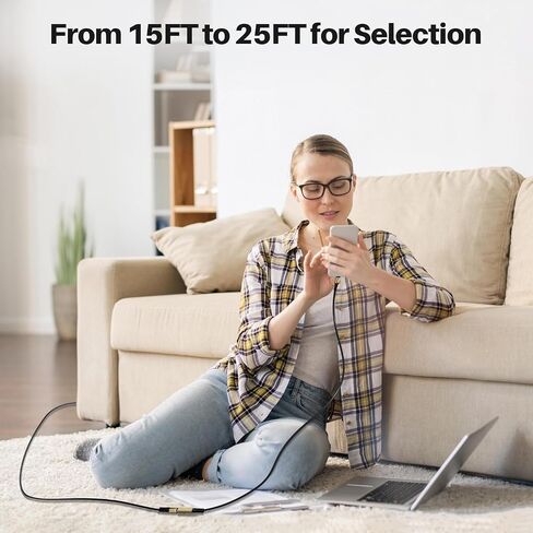 كابل تمديد USB C بطول 25 قدمًا، سلك موسع USB 2.0 من النوع C ذكر إلى أنثى طويل للغاية، مزامنة البيانات والشحن، متوافق مع سلسلة iPhone 17/16/15، وSamsung Galax S25 S24، والكمبيوتر اللوحي، والمحول، وسماعات الرأس in Kuwait