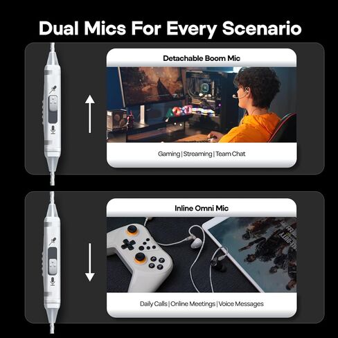 Kiwi Ears S-Link USB-C 2Pin IEM Cable with Detachable Boom Mic & Inline Mic | with DAC & DSP for Custom EQ Tuning, 3 Preset Modes for Normal Game Hi-Fi, Extension Cord for IEMs (Silver, 0.78 mm 2Pin) in Saudi Arabia