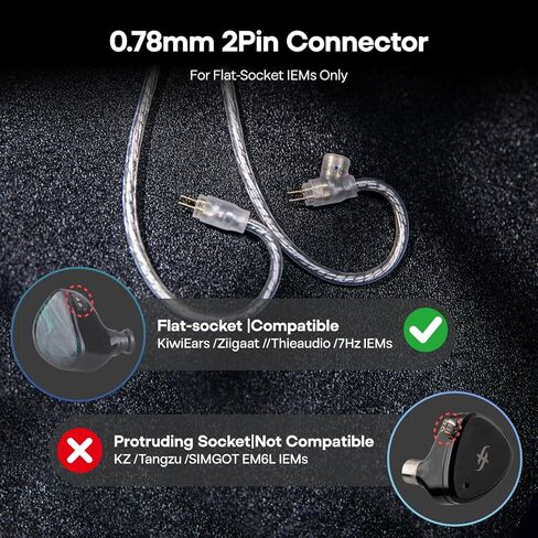 Kiwi Ears S-Link USB-C 2Pin IEM Cable with Detachable Boom Mic & Inline Mic | with DAC & DSP for Custom EQ Tuning, 3 Preset Modes for Normal Game Hi-Fi, Extension Cord for IEMs (Silver, 0.78 mm 2Pin) in Saudi Arabia