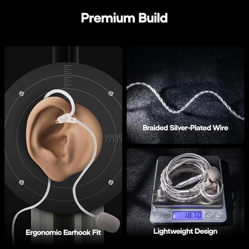 Kiwi Ears S-Link USB-C 2Pin IEM Cable with Detachable Boom Mic & Inline Mic | with DAC & DSP for Custom EQ Tuning, 3 Preset Modes for Normal Game Hi-Fi, Extension Cord for IEMs (Silver, 0.78 mm 2Pin) in Saudi Arabia