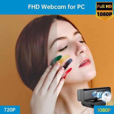 Full 1080P HD 3-in-1 Webcam: Camera and Speaker for Desktop Computer with Built-in 4 Microphones, External USB Web Cam with Magnetic Privacy Cover and Mute for Laptop, Streaming, Conference in Saudi Arabia