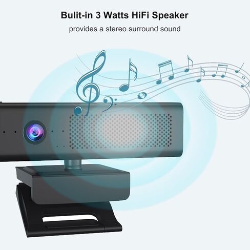 Full 1080P HD 3-in-1 Webcam: Camera and Speaker for Desktop Computer with Built-in 4 Microphones, External USB Web Cam with Magnetic Privacy Cover and Mute for Laptop, Streaming, Conference in Saudi Arabia