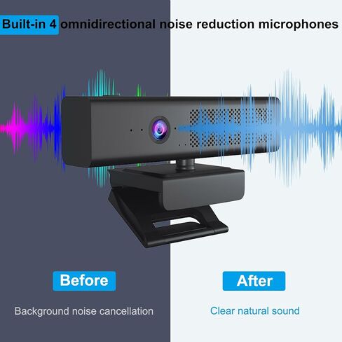 Full 1080P HD 3-in-1 Webcam: Camera and Speaker for Desktop Computer with Built-in 4 Microphones, External USB Web Cam with Magnetic Privacy Cover and Mute for Laptop, Streaming, Conference in Saudi Arabia