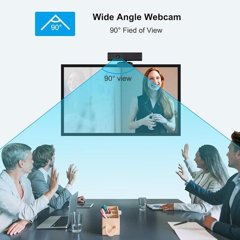 Full 1080P HD 3-in-1 Webcam: Camera and Speaker for Desktop Computer with Built-in 4 Microphones, External USB Web Cam with Magnetic Privacy Cover and Mute for Laptop, Streaming, Conference in Saudi Arabia
