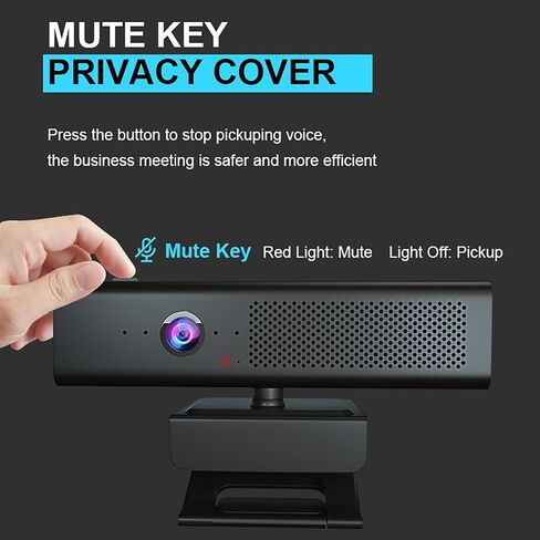 Full 1080P HD 3-in-1 Webcam: Camera and Speaker for Desktop Computer with Built-in 4 Microphones, External USB Web Cam with Magnetic Privacy Cover and Mute for Laptop, Streaming, Conference in Saudi Arabia