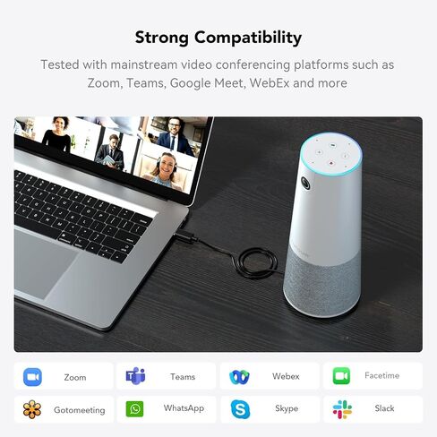 NUROUM C20 HD Video Conference Webcam with Microphone and Speaker | 4 Noise Cancelling MEMS Mics, 2MP CMOS Sensor, 100° FOV, 13ft Voice Pickup, Plug and Play, Broad Compatibility in Saudi Arabia